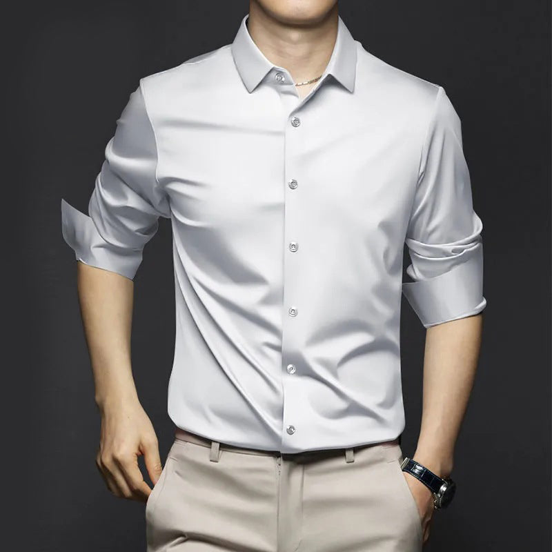 Men’s Wrinkle-Free Ice Silk Dress Shirt