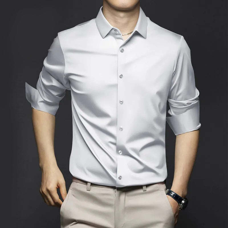 Men’s Wrinkle-Free Ice Silk Dress Shirt