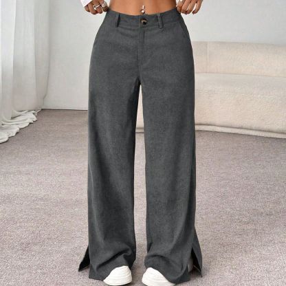 Ladies' High Waist Corduroy Wide Leg Pants
