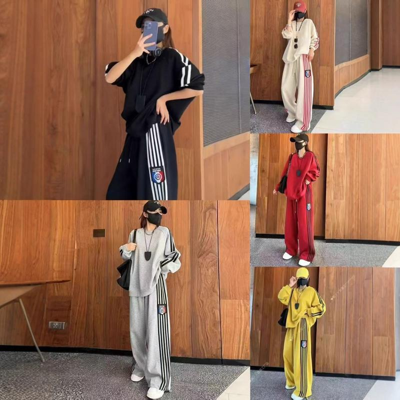 Women’s Casual Sweatshirt & Wide-Leg Pants Set