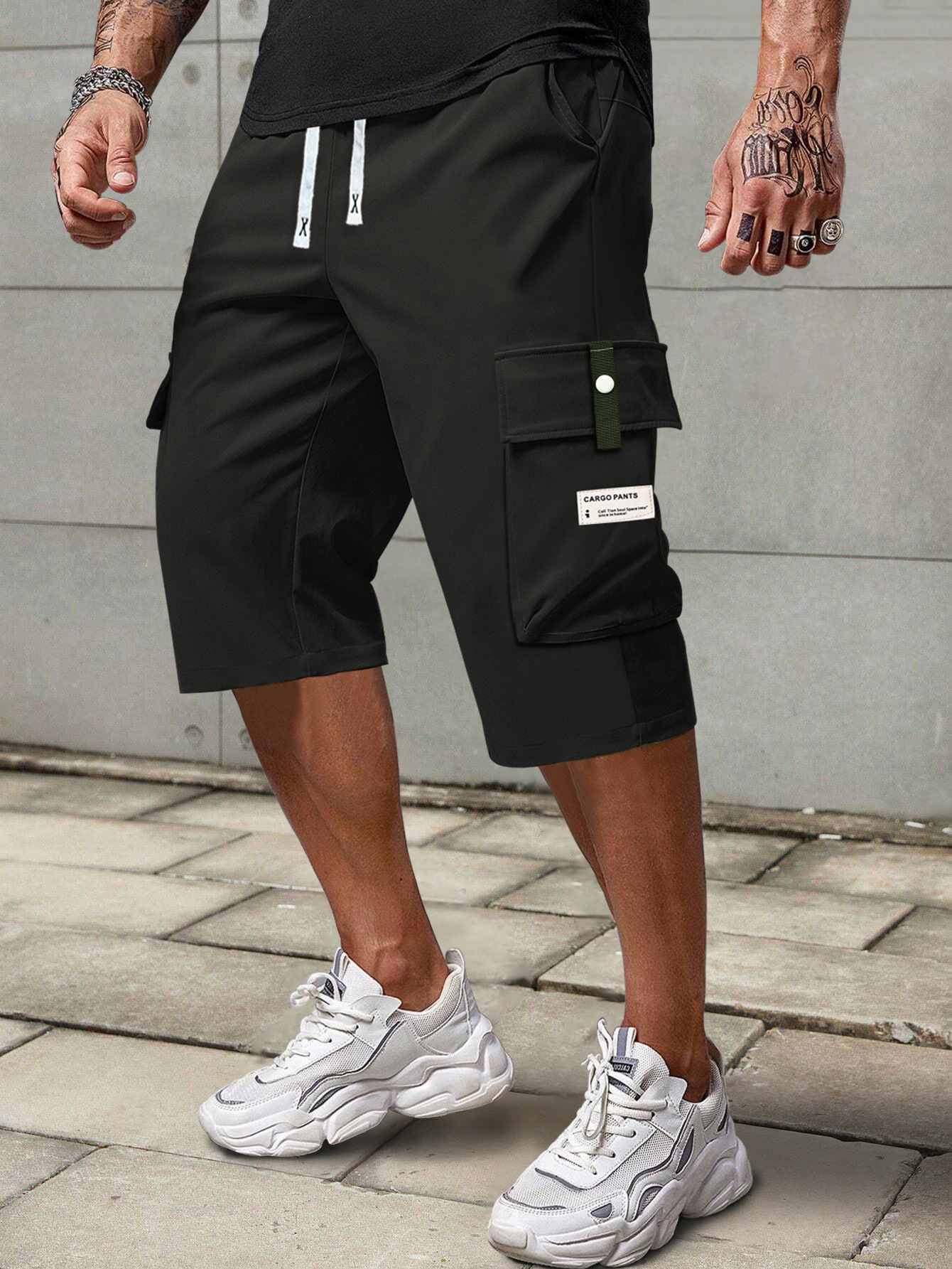 Men’s Lightweight Loose Straight-Leg Cargo Cropped Shorts