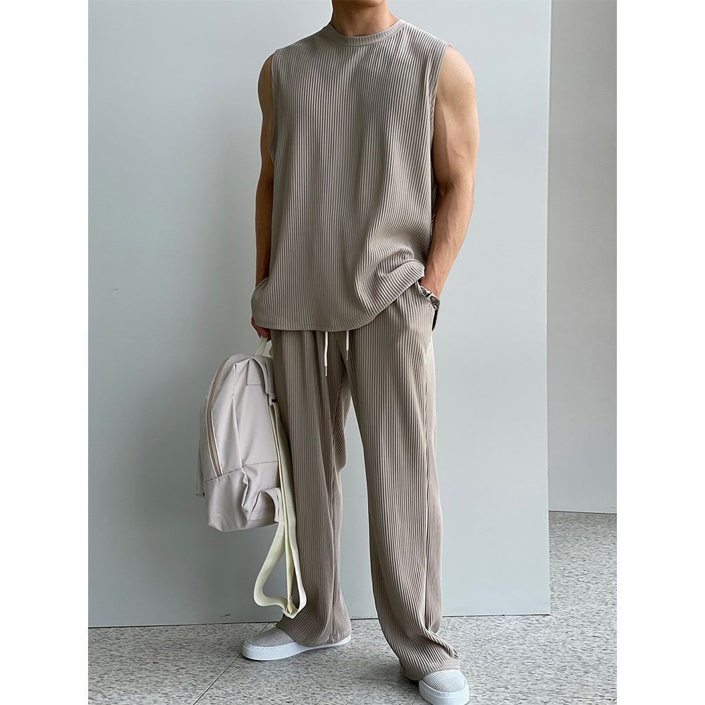 Men’s Summer Sleeveless Tank & Ice Silk 2-Piece Set