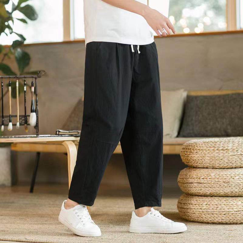Men’s Casual Linen Cropped Pants