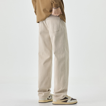 Men’s Clean Fit Vintage White Straight-Leg Jeans