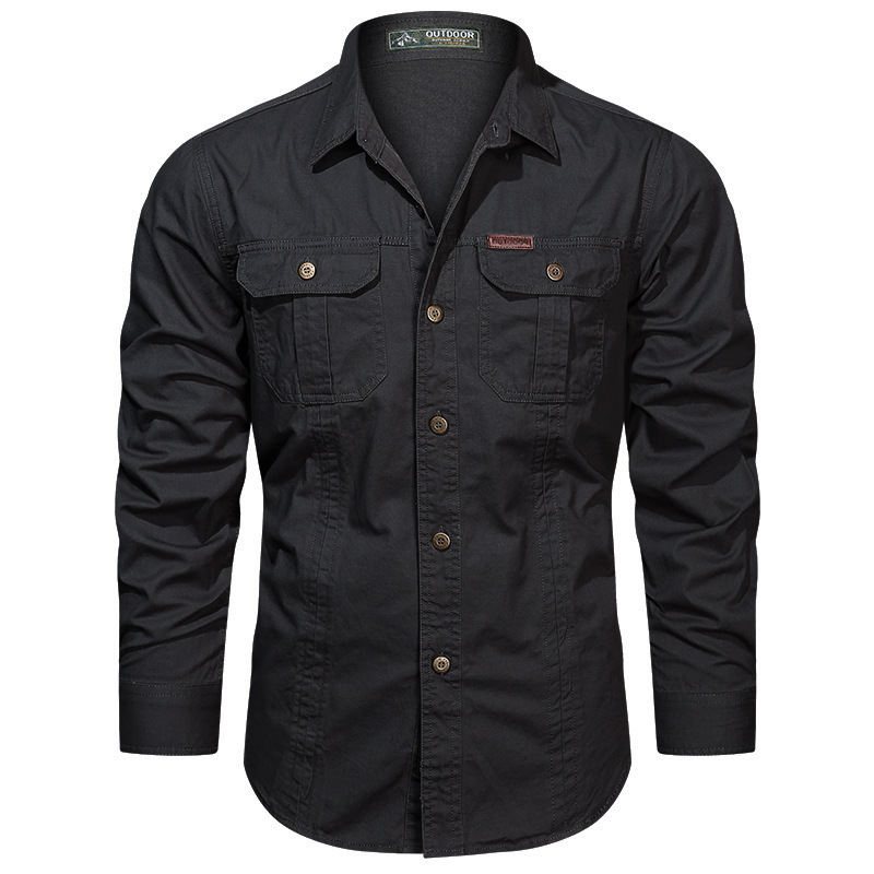 Men’s Casual Cotton Utility Shirt (Short Sleeve / Long Sleeve)