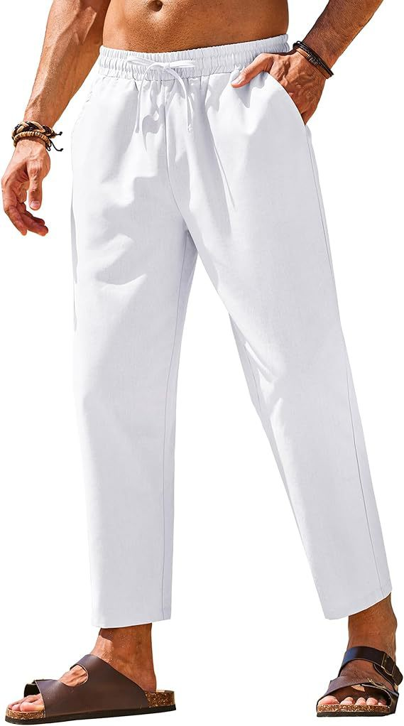 Men’s Lightweight Linen-Feel Drawstring Casual Pants