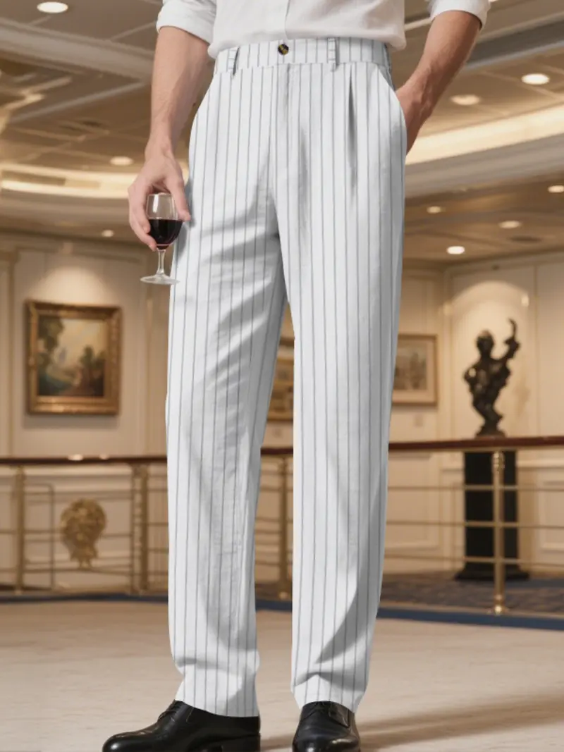 Men's Vintage Striped Loose Straight-Leg Pants