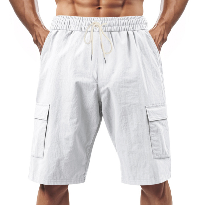 Men's Knee-Length Linen Cargo Shorts
