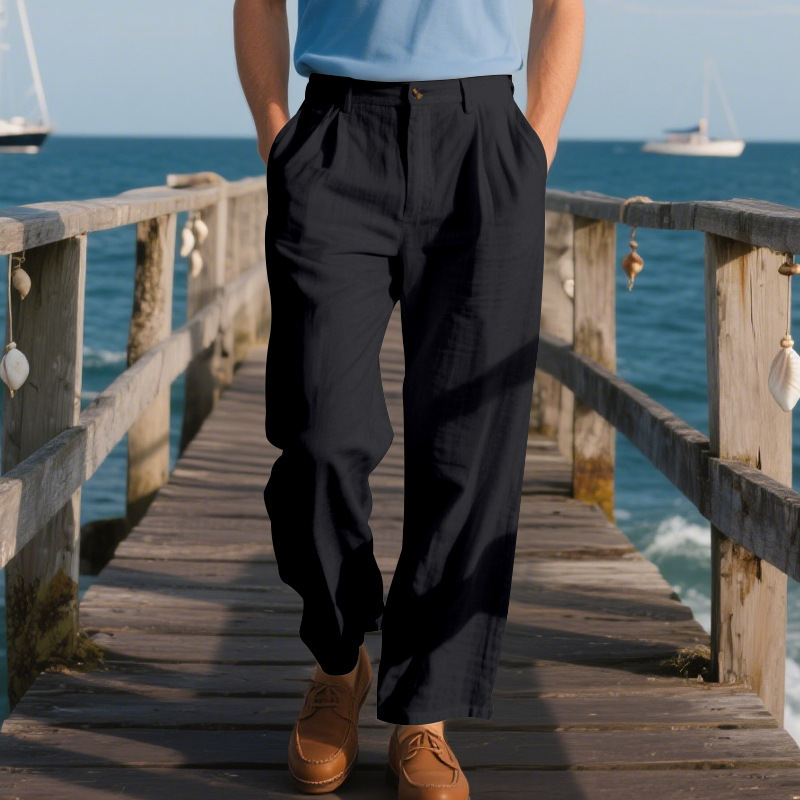 Men's Premium Linen Relaxed Straight-Leg Casual Pants