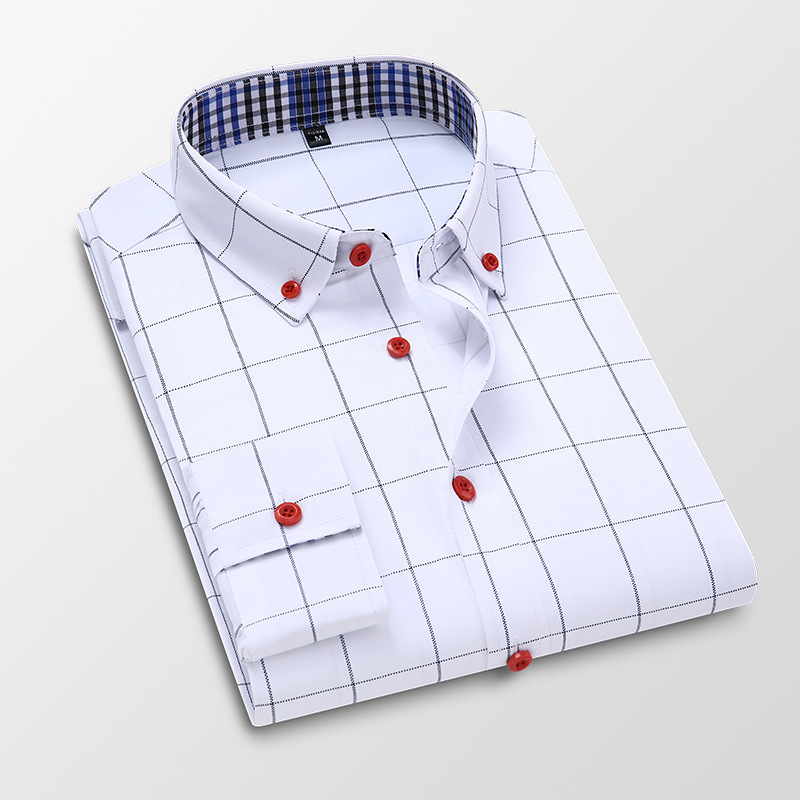 Men’s Slim-Fit Plaid Long Sleeve Shirt – Casual Button-Up Shirt