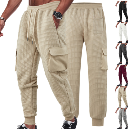Men’s Grid Cargo Sweatpants – with 4 Pockets