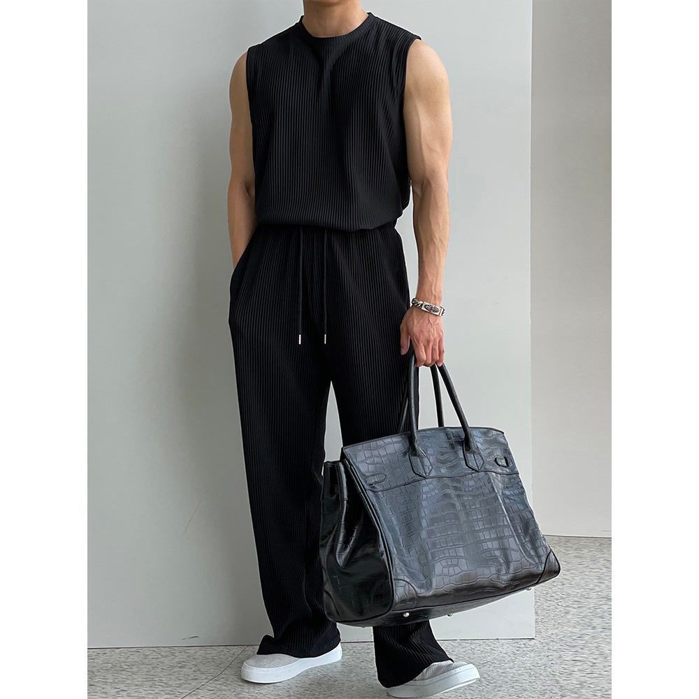 Men’s Summer Sleeveless Tank & Ice Silk 2-Piece Set