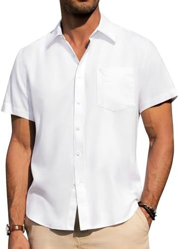Men’s Vintage Cuban Collar Short Sleeve Shirt
