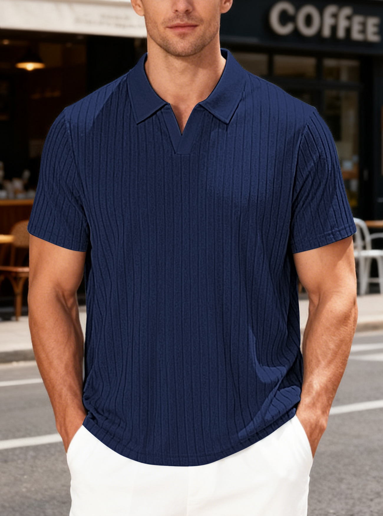 Men’s Premium Textured Stripe Short Sleeve Shirt