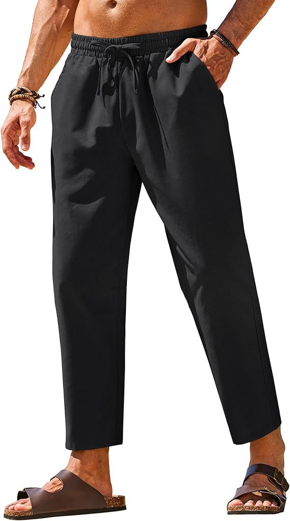 Men’s Lightweight Linen-Feel Drawstring Casual Pants