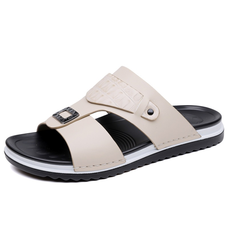 Men’s Summer Leather Slide Sandals for Driving & Casual Wear