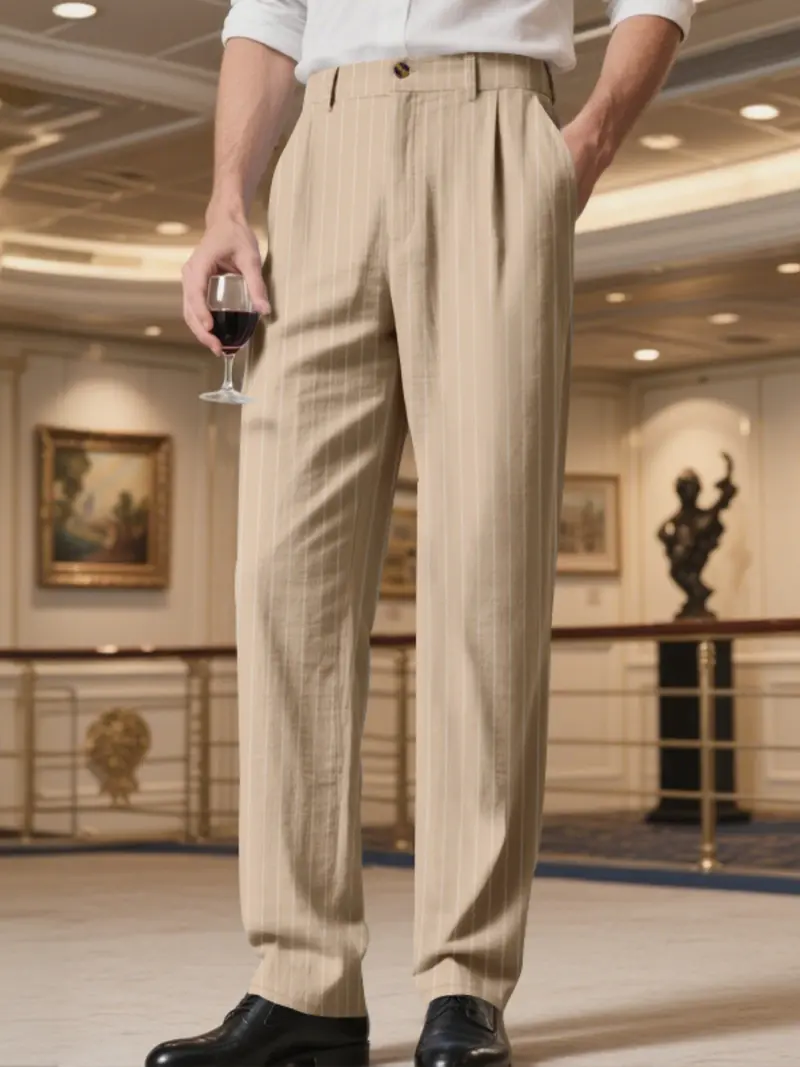 Men's Vintage Striped Loose Straight-Leg Pants