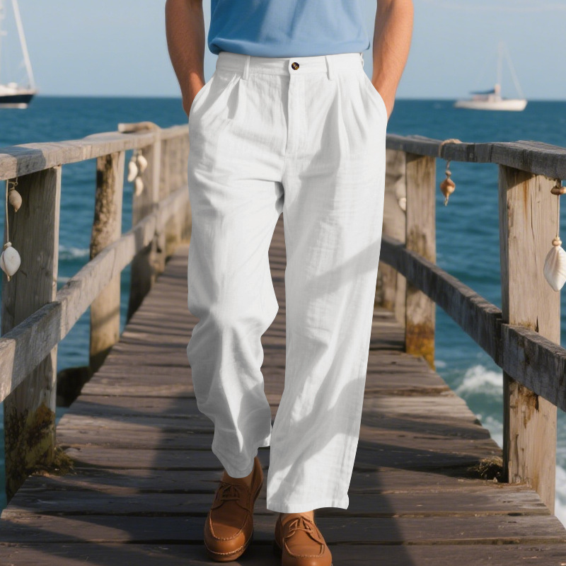 Men's Premium Linen Relaxed Straight-Leg Casual Pants
