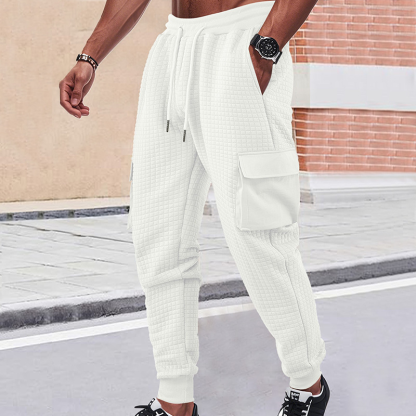 Men’s Grid Cargo Sweatpants – with 4 Pockets