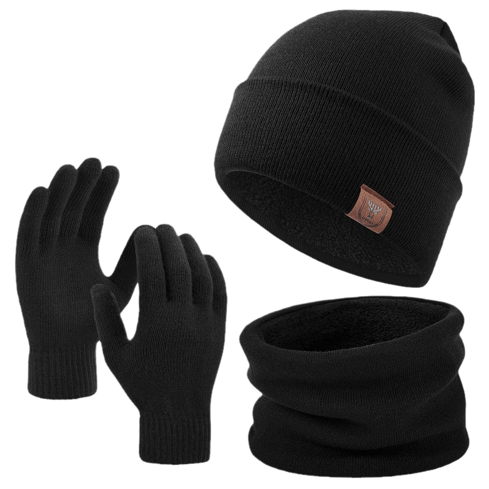 Unisex Winter Fleece Hat, Scarf & Gloves Set – 3-Piece Warm Kit