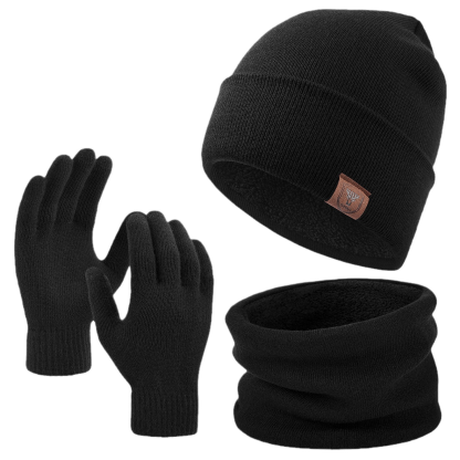 Unisex Winter Fleece Hat, Scarf & Gloves Set – 3-Piece Warm Kit