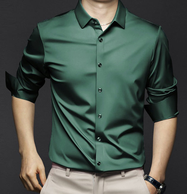Men’s Wrinkle-Free Ice Silk Dress Shirt