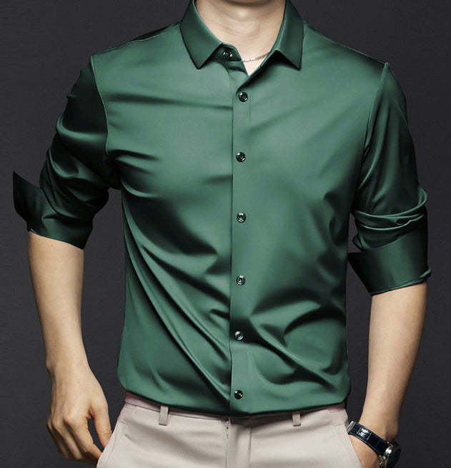 Men’s Wrinkle-Free Ice Silk Dress Shirt