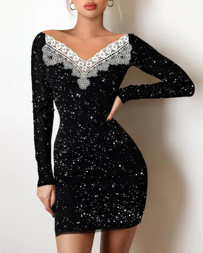Women’s Off-Shoulder Foil Bodycon Evening Dress