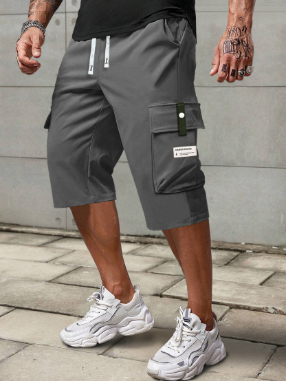 Men’s Lightweight Loose Straight-Leg Cargo Cropped Shorts