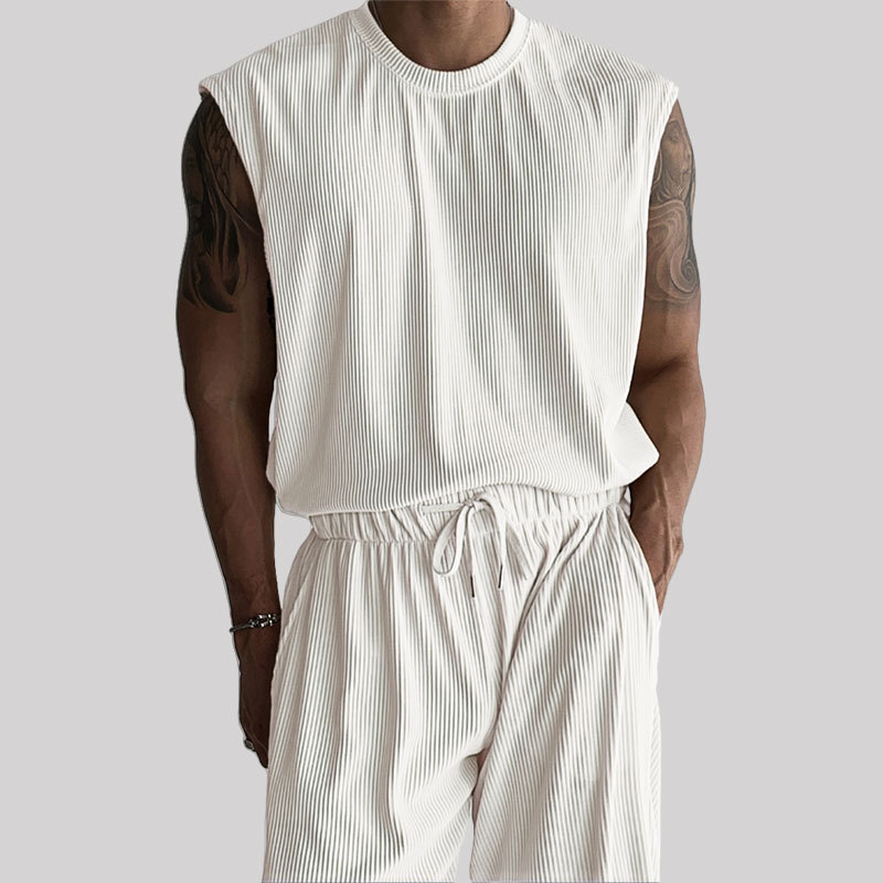 Men’s Summer Sleeveless Tank & Ice Silk 2-Piece Set
