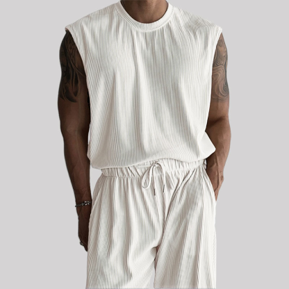 Men’s Summer Sleeveless Tank & Ice Silk 2-Piece Set