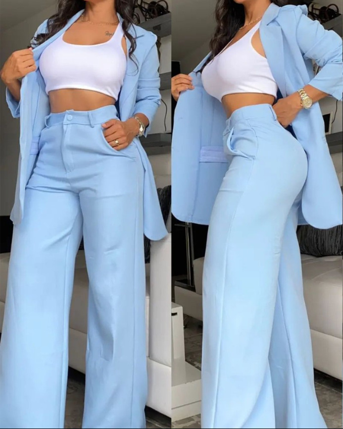 Women’s Chic Blazer & Wide-Leg Pants Set