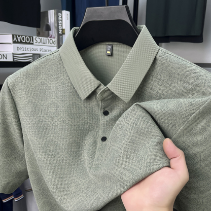 Men’s Casual Stretch Printed Polo Shirt
