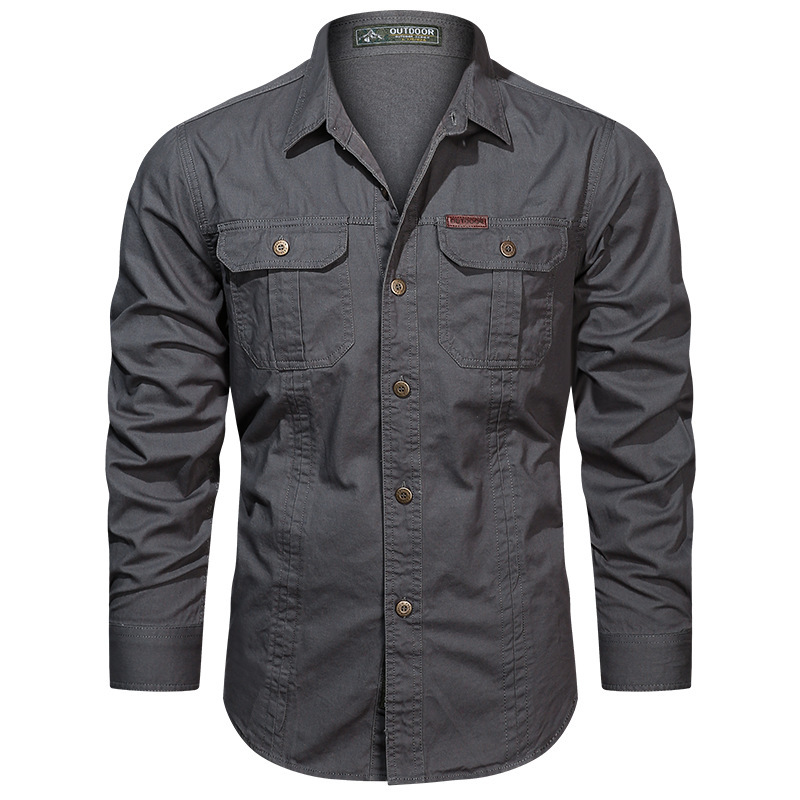 Men’s Casual Cotton Utility Shirt (Short Sleeve / Long Sleeve)
