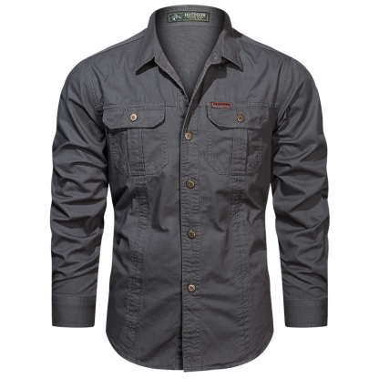 Men’s Casual Cotton Utility Shirt (Short Sleeve / Long Sleeve)