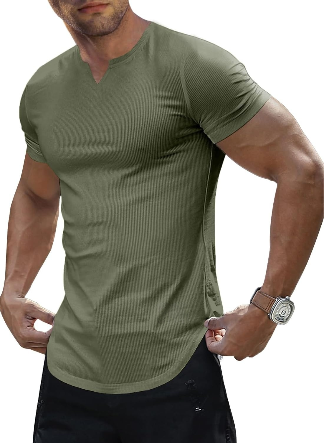 Men's Slim Fit V-Neck Short Sleeve T-Shirt｜Free Shipping on 3+ 🚚