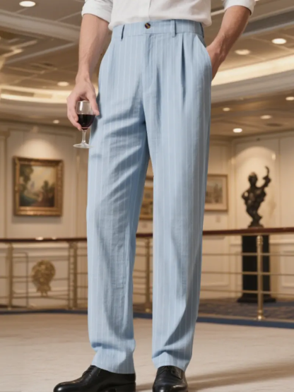 Men's Vintage Striped Loose Straight-Leg Pants