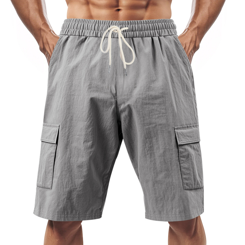Men's Knee-Length Linen Cargo Shorts