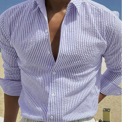 Men's Classic Striped Long Sleeve Button Shirt