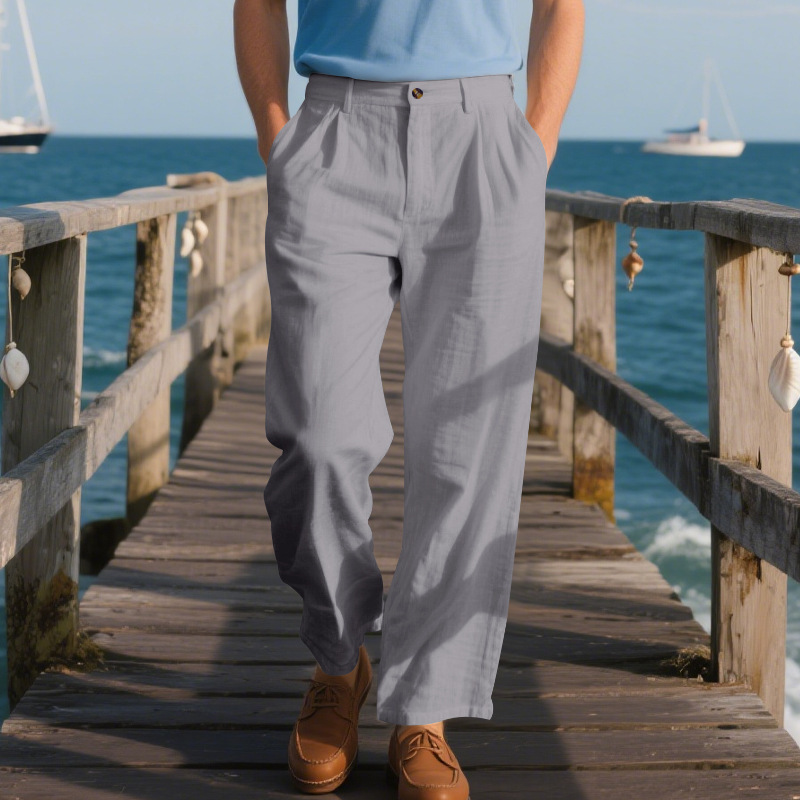 Men's Premium Linen Relaxed Straight-Leg Casual Pants