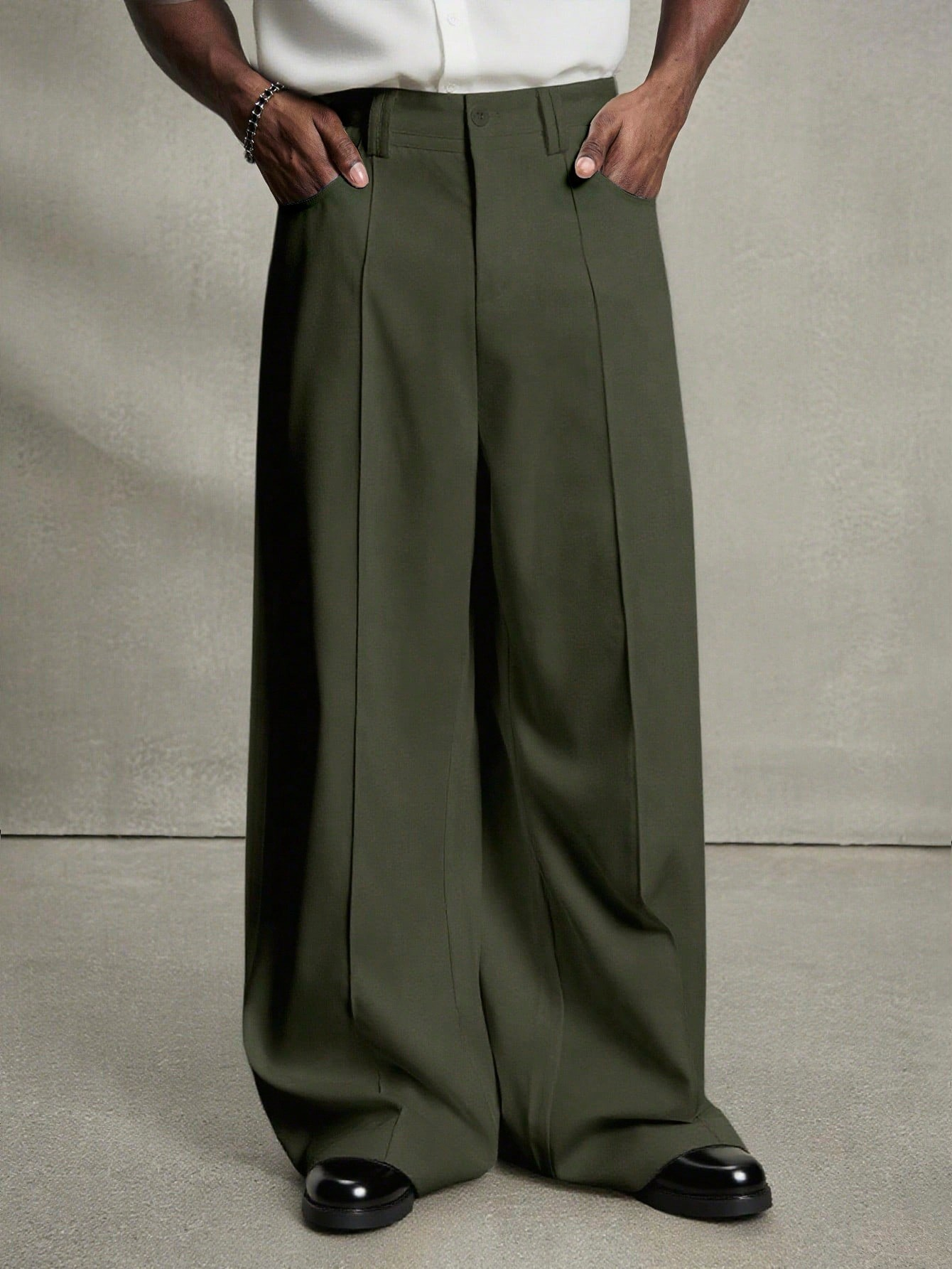 Men's Casual Wide-Leg Plaid Pants – Relaxed Fit Baggy Trousers