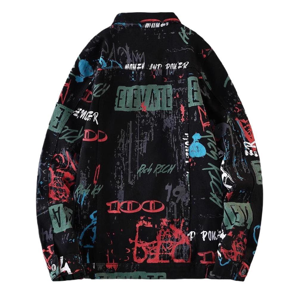 Men’s Printed Denim Jacket – Casual Streetwear Style