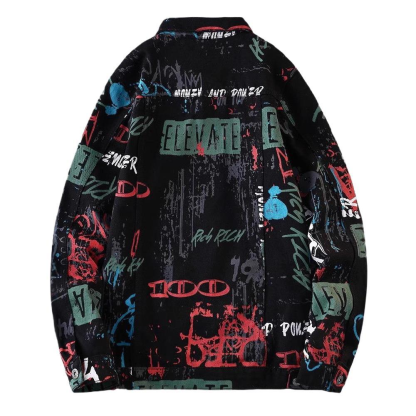 Men’s Printed Denim Jacket – Casual Streetwear Style