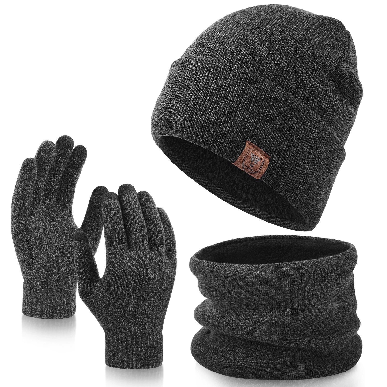 Unisex Winter Fleece Hat, Scarf & Gloves Set – 3-Piece Warm Kit