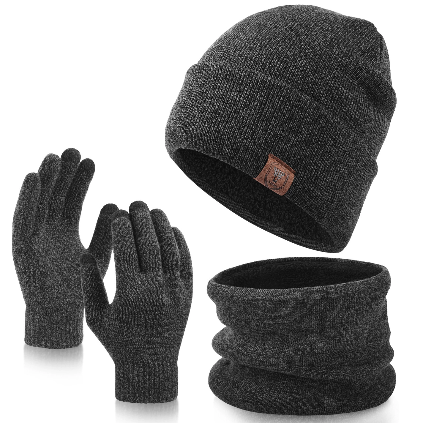 Unisex Winter Fleece Hat, Scarf & Gloves Set – 3-Piece Warm Kit
