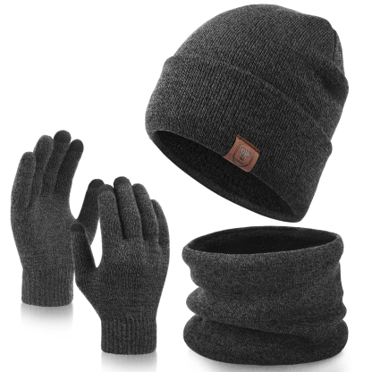 Unisex Winter Fleece Hat, Scarf & Gloves Set – 3-Piece Warm Kit