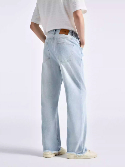 Men’s Vintage Washed Straight-Leg Denim Jeans