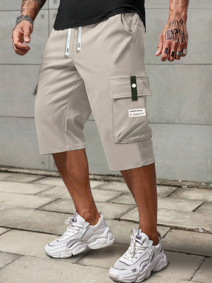 Men’s Lightweight Loose Straight-Leg Cargo Cropped Shorts