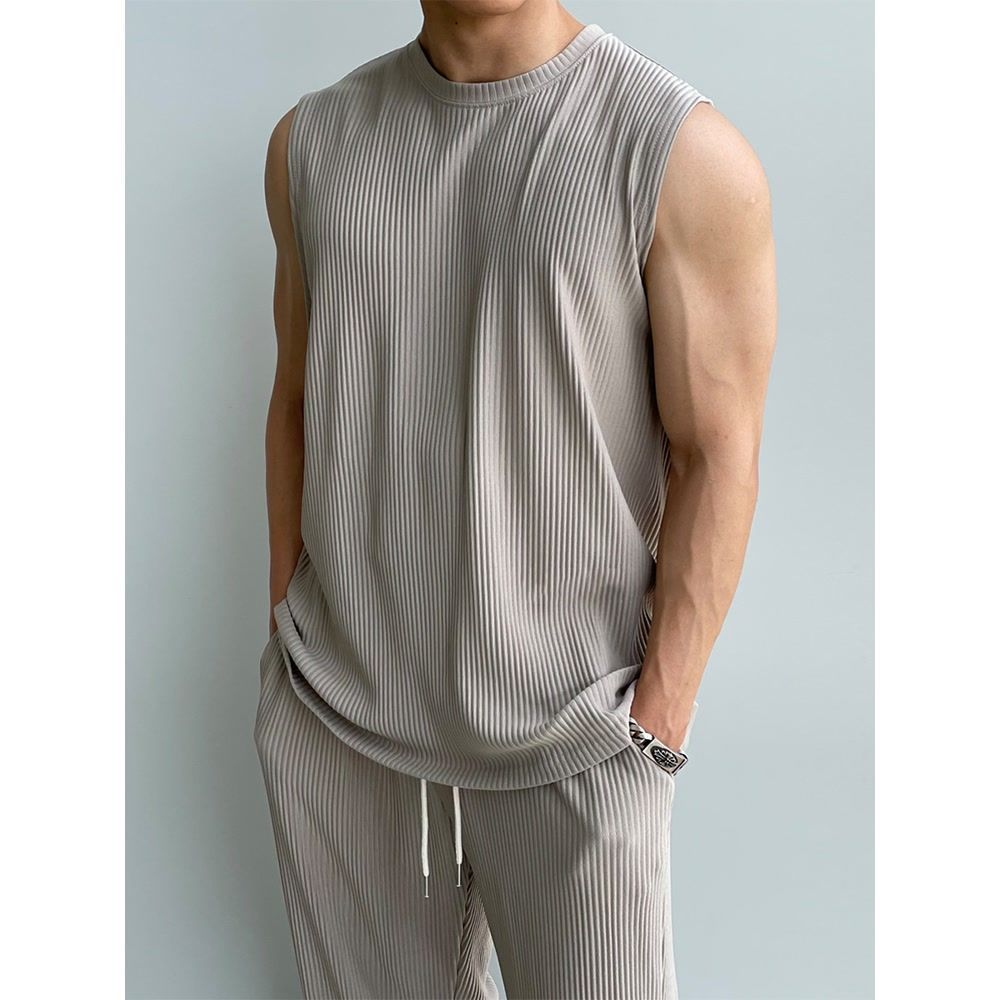 Men’s Summer Sleeveless Tank & Ice Silk 2-Piece Set