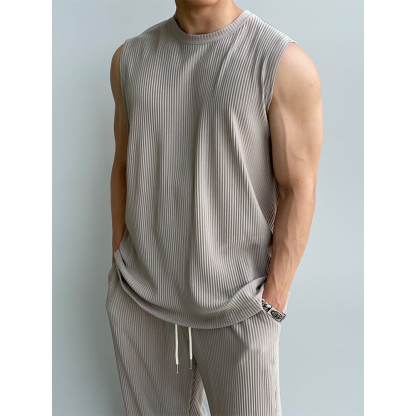 Men’s Summer Sleeveless Tank & Ice Silk 2-Piece Set